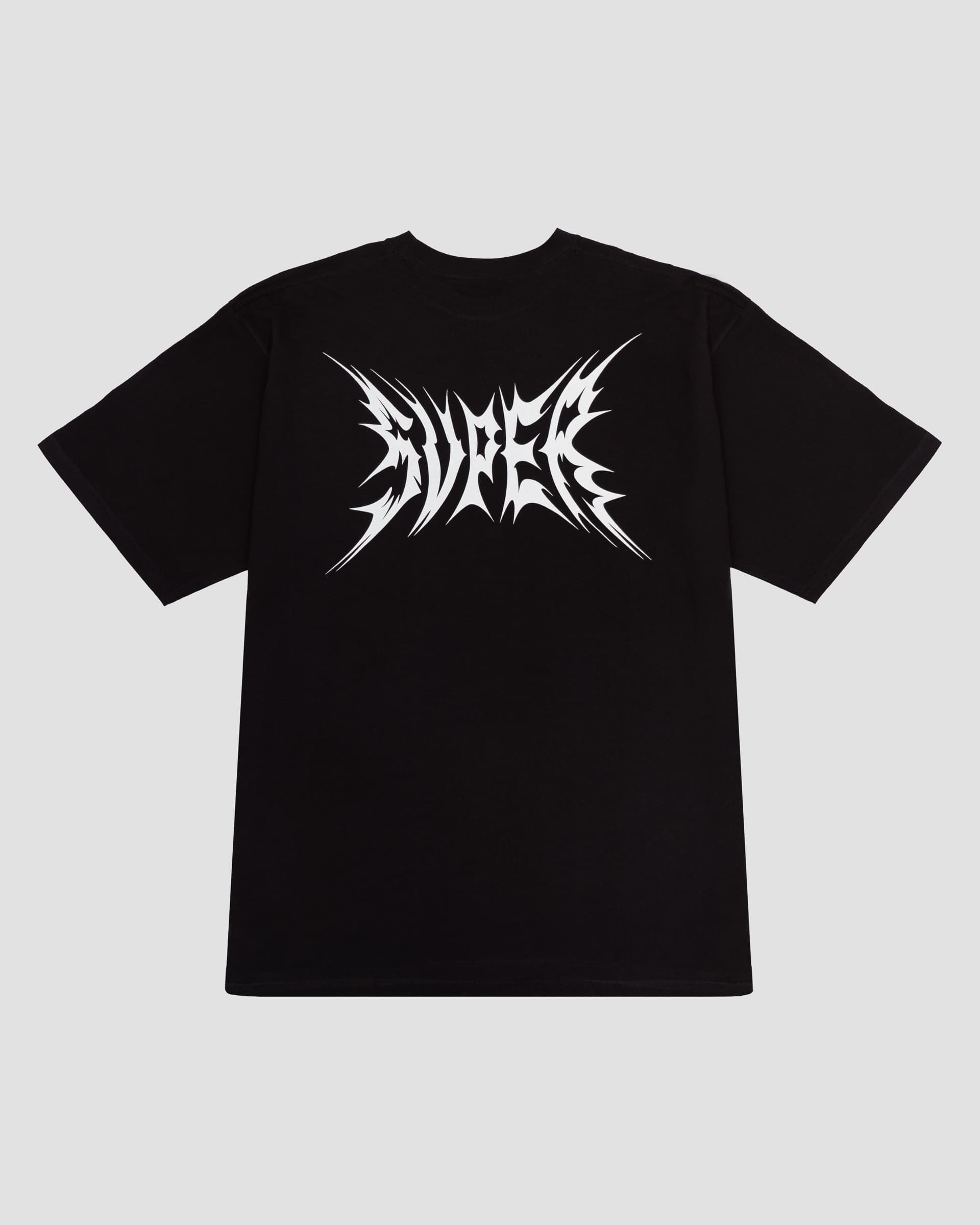 Czarny tshirt z dużym bialym logo SUPER na plecach