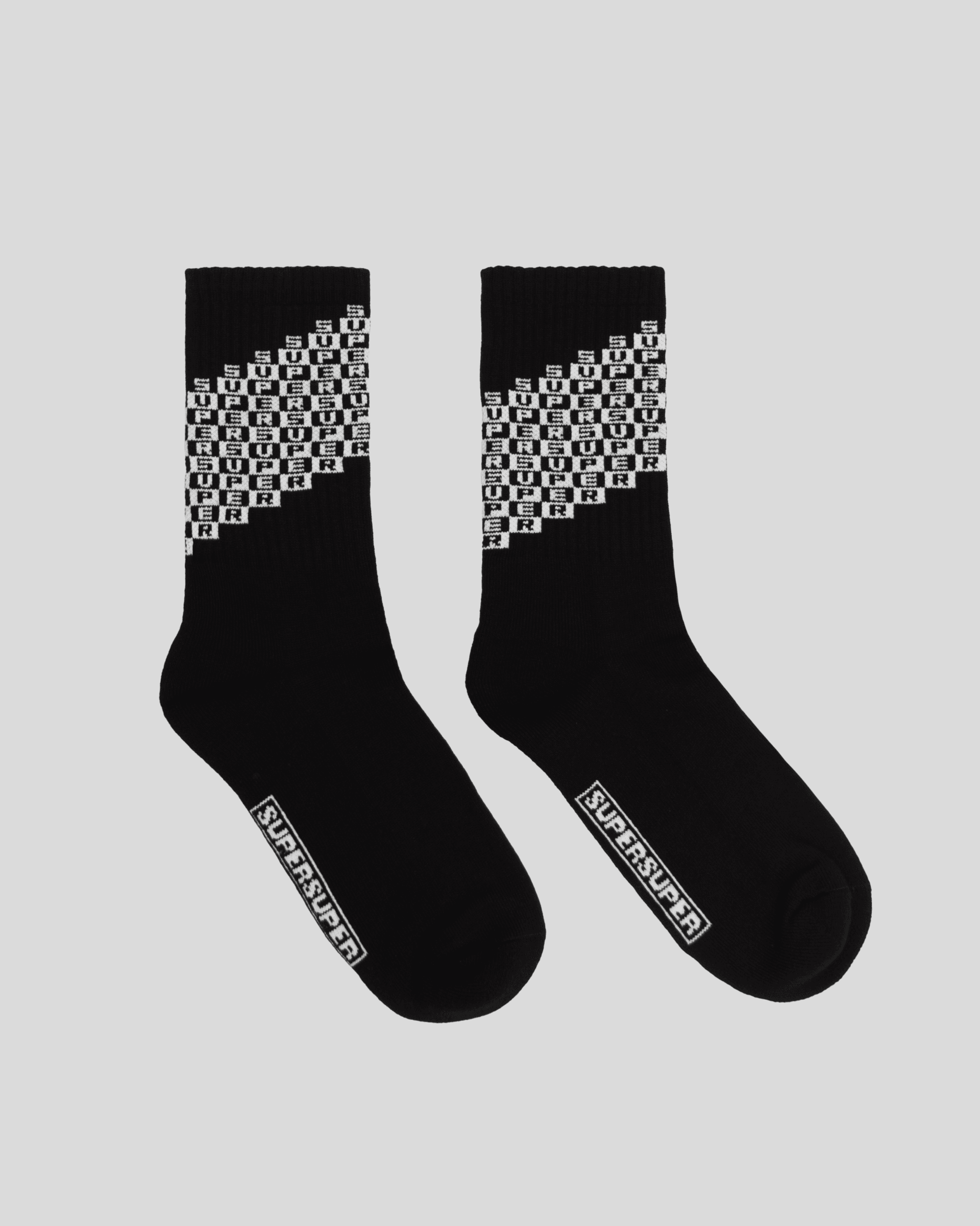 Black socks with white and black checker Super Super design