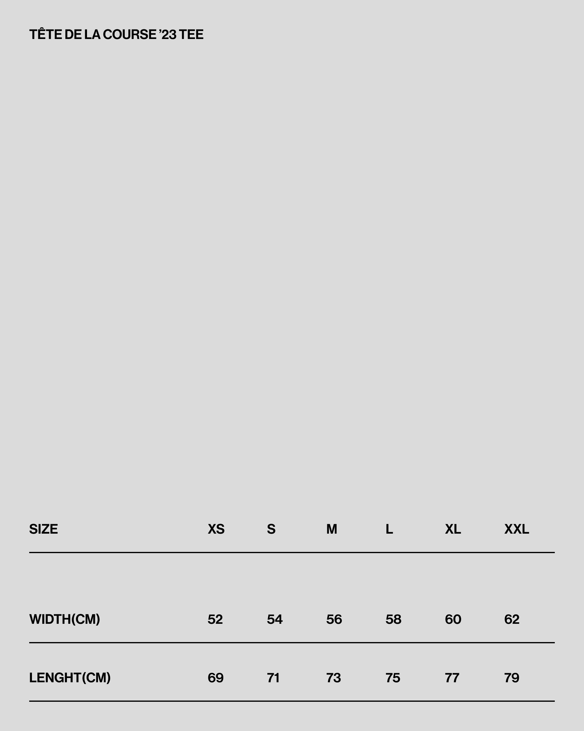 Tete de la course'23 tee size guide